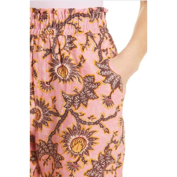 A.L.C. Henry Pants Pink Yellow Floral Print Linen ~ Sz 8 ~ Wardrobe Workhorse - Picture 5 of 7